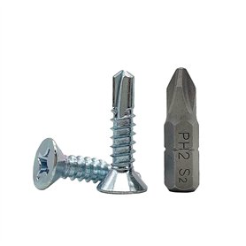 DIN 7504 P - Lot de 50 vis autoperceuses en acier zingué avec tête fraisée - pour tôles (5