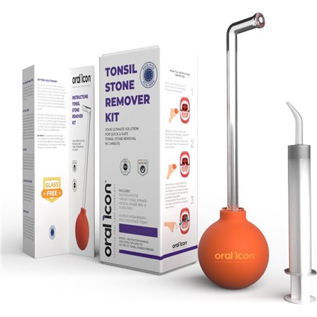 Kit de nettoyage d’amygdales Oral Icon® - Enlevez les caséums en 1 minute - Comprend 1 pipette d’aspiration - 1 seringue gorge/a
