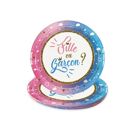 Triangle Déco Lot de 10 Assiette Gender Reveal Party Assiette fille ou garcon ? Assiette Baby Shower Gender Reveal Decoration as