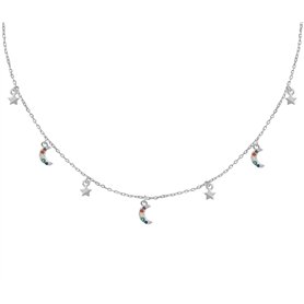 Turmalina by martina Tourmaline - Collier lune et étoiles en argent sterling 925 - Collier ras du cou avec pendentif en zircon c
