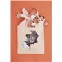 Super Lemon Sac fourre-tout réutilisable motif chat chaton fenêtre - Sac de courses en toile de jute écologique avec longues poi
