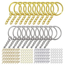 WOWOWO 220 pièces Porte-clés avec Anneaux de Saut à la chaîne vis épingles à Oeil Ensemble pour l'artisanat de Bricolage en rési