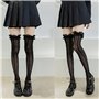 ZZALLL Résille Cuisse Haute Chaussettes Coeur Rayé Dentelle À Volants sur Genou Bas - Blanc