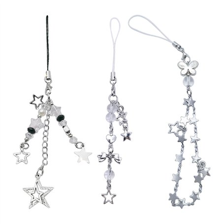YANGLY Chaîne de téléphone Portable Lot de 3 Porte-clés étoiles Sweet Star Chaîne de téléphone Pendentif de téléphone Alliage Ma