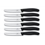 Victorinox Lot de 6 boîtes de messer – Küchenmesser – Brötchenmesser Swiss Classic mit Wellenschliff – Fabriqué en Suisse – Noir