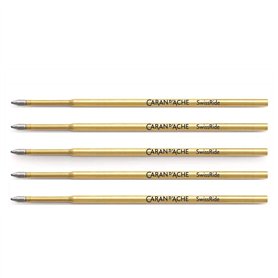 CARAN D'ACHE Lot de 5 Mines pour stylo à bille "SwissRide" pointe moyenne bleu
