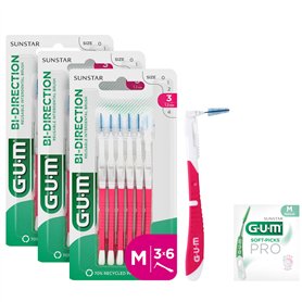 GUM BI-DIRECTION Brossettes interdentaires orientables en 2 positions | Positionnement à 90° | Nettoyage des dents et éliminatio