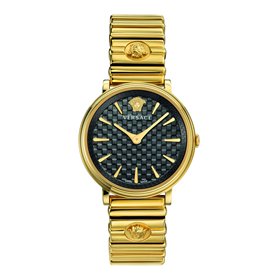 Montre Versace Icon Classic Bleu Marine Cuir Bleu Argent Or Acier 42mm VEV900219