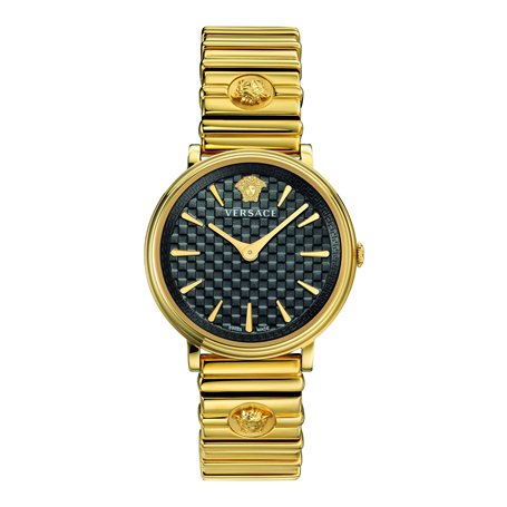 Montre Versace Icon Classic Bleu Marine Cuir Bleu Argent Or Acier 42mm VEV900219