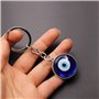 Lot de 2 Porte-clés Bleu Turc Mauvais œil, Porte-clés en Verre avec Porte-clés Ornement Bijoux Amulette, Accessoires en Bleu de 