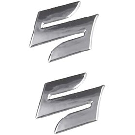 Moto Autocollant 2pcs / Set S Logo 3D Body Moto Coffre Décor Styling Stickers Autocollant for Suzuki (Color : Silver)