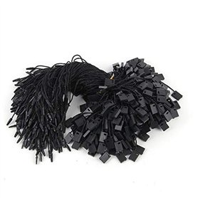 Lot de 200 étiquettes de vêtements en nylon noir avec fermeture à pression