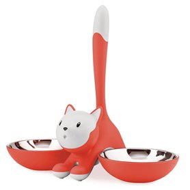 Alessi TIGRITO COMEDERO Gatos Acero Y RESINA Naranja