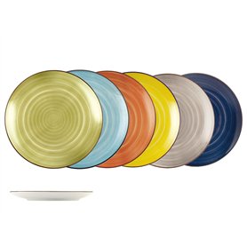 H&h set 12 piatti piani caribe in stoneware colori assortiti cm 26