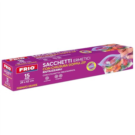 FRIO – 15 Sac Congélation ZIP 6L (taille L - 29x42 cm) Réutilisables et Hermétiques avec double ZIP