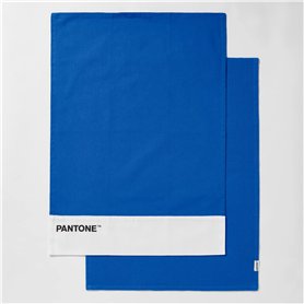 Osama Home Pantone™ Lot de 2 torchons 50 x 70 cm en 100% Coton 220 g. 1 Couleur Unie avec Logo et 1 nid d'abeille. 2 pièces
