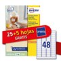 Avery Italia L4736REV-30P Étiquettes adhésives papier blanc adhésif amovible sans résidu