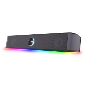 Trust Gaming GXT 1619 Rhox Barre de Son RGB 12W (6W RMS), Enceinte PC Stéréo Alimentation USB, Format Compact, Câble AUX 3.5 mm,