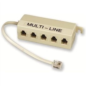 Electraline 208562020 Multiprise téléphonique bloc 5 plugs + Câble