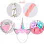 Simuer Bannière arc-en-ciel Happy Birthday + accessoires de photomaton licorne (10 pièces entièrement assemblées) pour filles, e