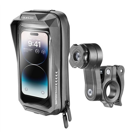 QUIKLOX - Étui de moto étanche universel jusqu'à 7" avec support de téléphone portable à guidon rond