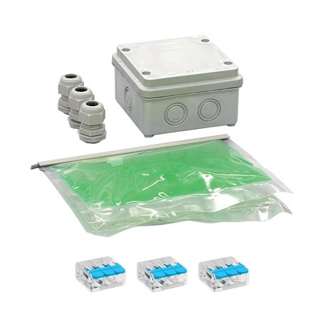 Arnocanali GI-BOX100 Kit Gel bi-composant IP68 Isolant et scellant avec boîte de dérivation 100 x 100 mm et Presse Sortie de câb