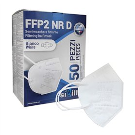 50 masques FFP2 blancs fabriqués en Italie | Masque FFP2 certifié CE 0465 avec 5 couches légères et confortables