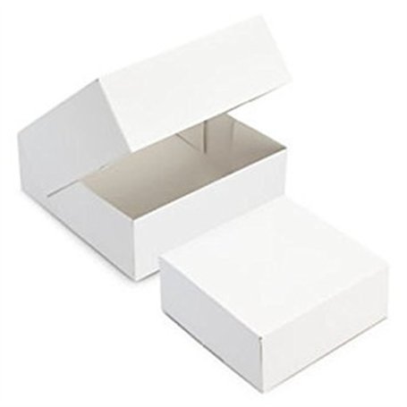 FaisTonGateau Lot de 50 boîtes à gâteau carrées 22 x 22 x 8 cm Blanc