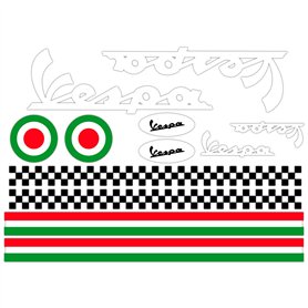 MAS DI VITALE MARIA Ditta individuale Adhésifs Casque Set Vespa Blanc Bandes Italie Helmet Vinyle Poli Assorties en Vinyle