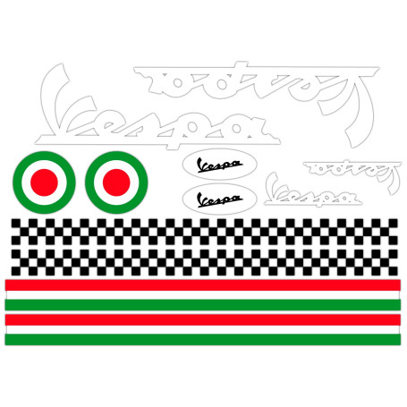 MAS DI VITALE MARIA Ditta individuale Adhésifs Casque Set Vespa Blanc Bandes Italie Helmet Vinyle Poli Assorties en Vinyle