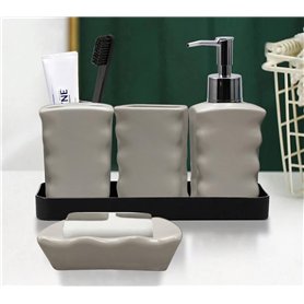 Ensemble de salle de bain complet 4 pièces en céramique – distributeur de savon