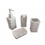 Ensemble de salle de bain complet 4 pièces en céramique – distributeur de savon, verre, porte-brosses à dents, porte-savon – acc