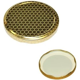 OPIROS Promo Capsules alvéolées pour bocaux miel en conserve couvercles dorés avec motif ruche pour bocaux en verre (diamètre 63