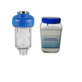 Filtre anti-calcaire pour machine à laver avec 10 charges en polyphosphate de 1