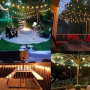 m MU 10M Guirlande Lumineuse Exterieure E27 10 Douilles 10 Metres, 10 Ampoules S14 LED 2W (= 15W), Noire Câble Extensible Jusqu'