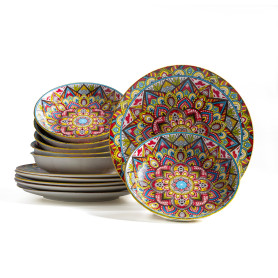 Service 12 assiettes Samarkand avec décorations sous glaçure
