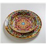 Service 12 assiettes Samarkand avec décorations sous glaçure