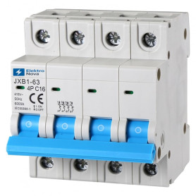 ELEKTRONOVA Interrupteur magnétothermique triphasé 4P 16A C16 6kA - 4 modules DIN - 380V