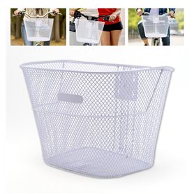 IPEA Panier de Vélo Avant en Maille Métallique Blanc - 21 x 24 cm - Panier Porte-Bagages pour Vélo Classique et VTT - Léger