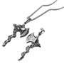 Collier dragon hache - Pendentif 5,5x3 cm - Chaîne 55 cm - Style fantastique oriental mythologique