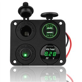 4 groupes 12V/24V Panneau d'interrupteurs à bascule marche/arrêt Avec double prise USB