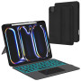 Étui de clavier pour iPad Pro 13" M4 2024 - Éclairage 7 couleurs - Pavé tactile magnétique amovible avec porte-stylo - 13 pouces