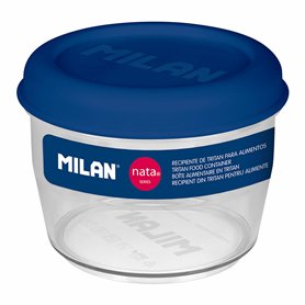 Boîte à lunch hermétique Milan 500 ml Bleu Transparent Plastique Ronde Ø 12 cm