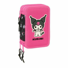Pochette à crayons triple Kuromi Noir Fuchsia 12