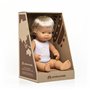 Miniland 31115 Fille européenne avec Appareil auditif dans Une boîte Cadeau Blanc 38 cm