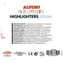Alpino - Surligneurs Glitter Set de 6 couleurs brillantes | Pointe biseautée de 1-4 mm | Encre à base d'eau | Couleurs vives | Q