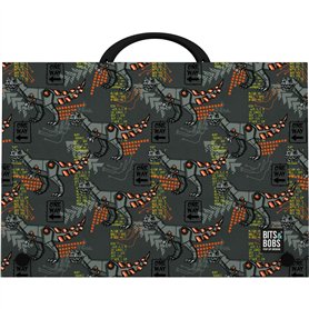 Grafoplás Bits & Bobs Pop Up Design – Mallette scolaire avec poignée et fermeture à broche | Polypropylène | Format Folio | 24