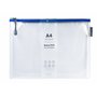 Grafoplas Lot de 4 sacs à fermeture éclair EVA A4 | Fabriqués en caoutchouc EVA transparent avec fermeture éclair bleue | Parfai