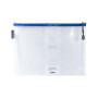 Grafoplas Lot de 4 sacs à fermeture éclair EVA A4 | Fabriqués en caoutchouc EVA transparent avec fermeture éclair bleue | Parfai