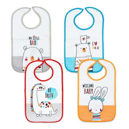 Ti TIN | Lot de 4 Bavoirs ImpriméÉponge Imperméable
